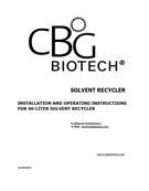 Operator's Manual for 40 L Standard Solvent Recycler (CE)